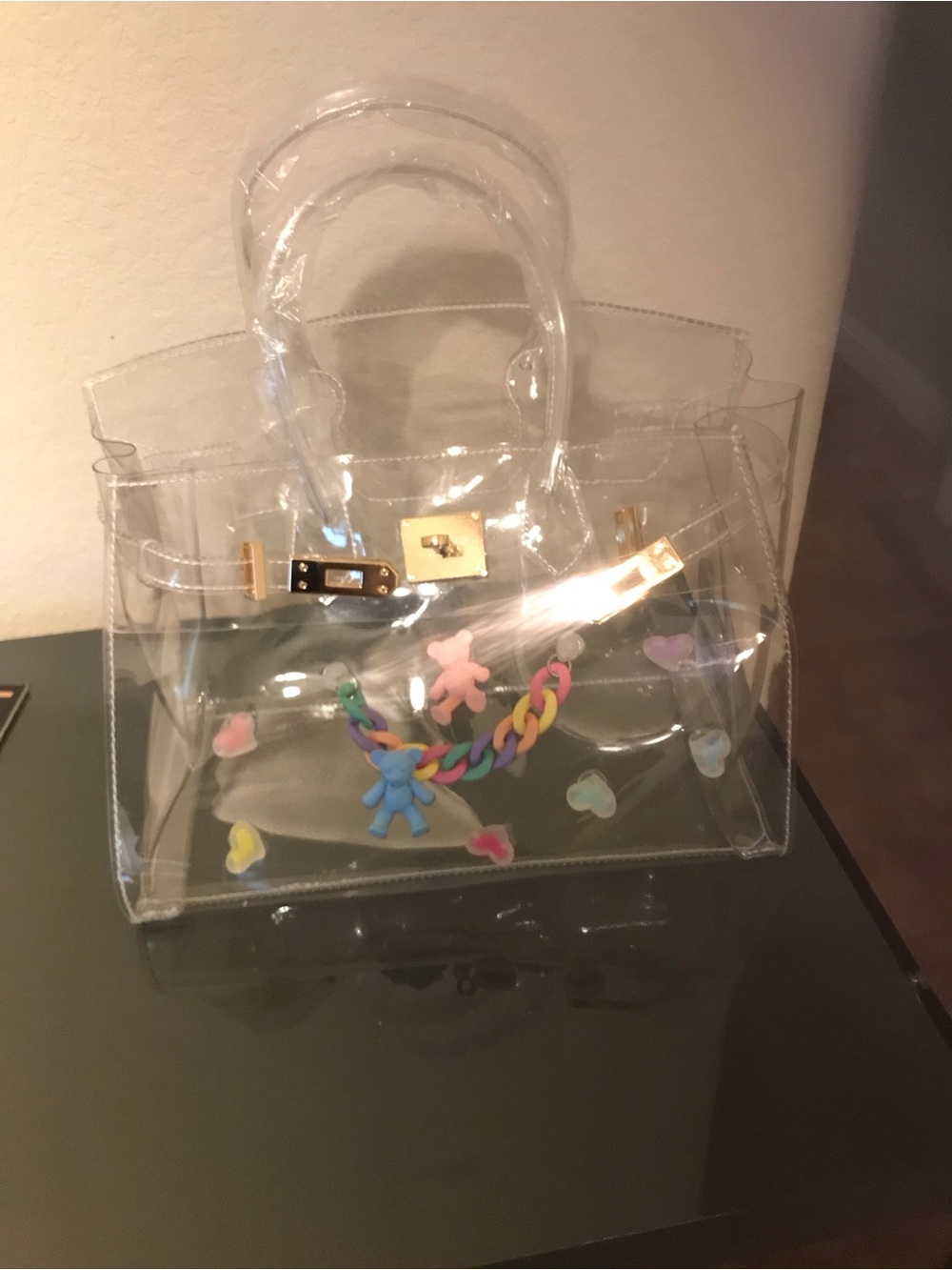 Clear PVC Tote Bag with Pastel Charms